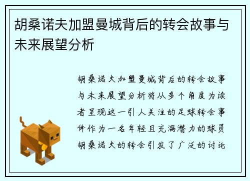 胡桑诺夫加盟曼城背后的转会故事与未来展望分析
